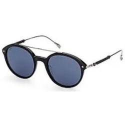 Lunettes de soleil Ronde Métal Noir et bleu